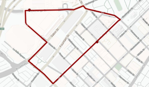 A map of the Providence Campus shuttle route