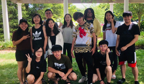 A group of students in the 2019 Taiwan Summer Institute gathered on the URI Campus