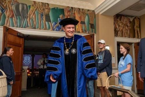 President Parlange outside of Edwards Auditorium after the ceremony
