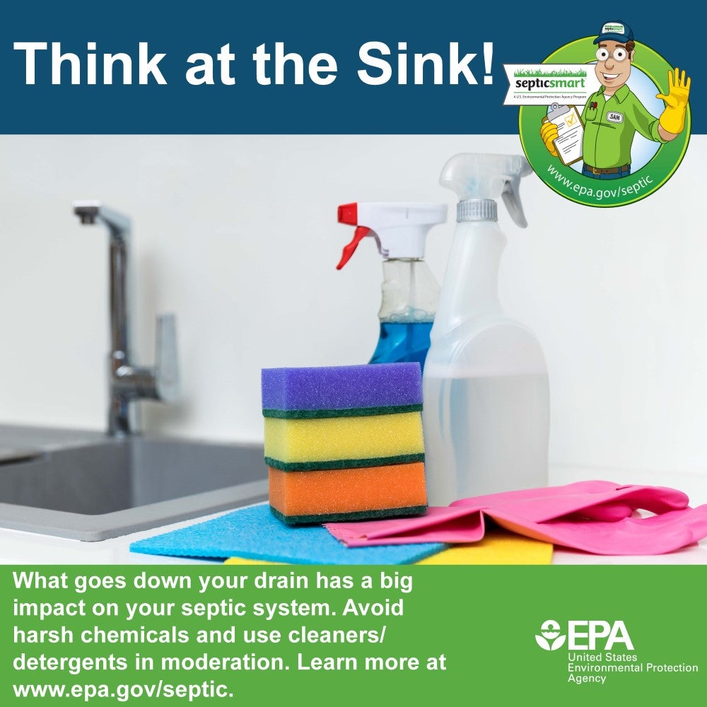 USEPA Septic Smart Think at the sink infographic