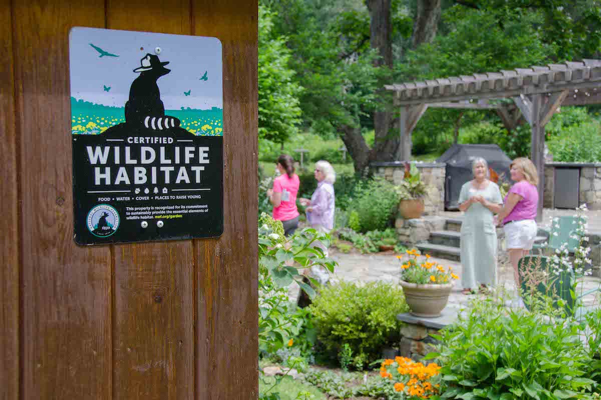 This Certified Wildlife Habitat, developed over the last 10 years, offers an opportunity to see a variety of mature trees, a small orchard, berries, a meadow, as well as patios surrounded with flowering vines and perennials.