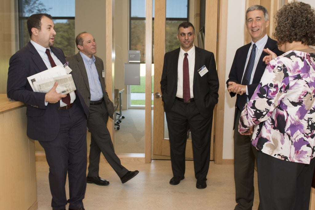 Dea Belazi (far left) on a campus visit as one of the 2013 Distinguished Achievement Awards honorees. 
