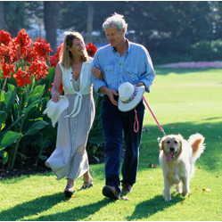 Couple Walking Dog