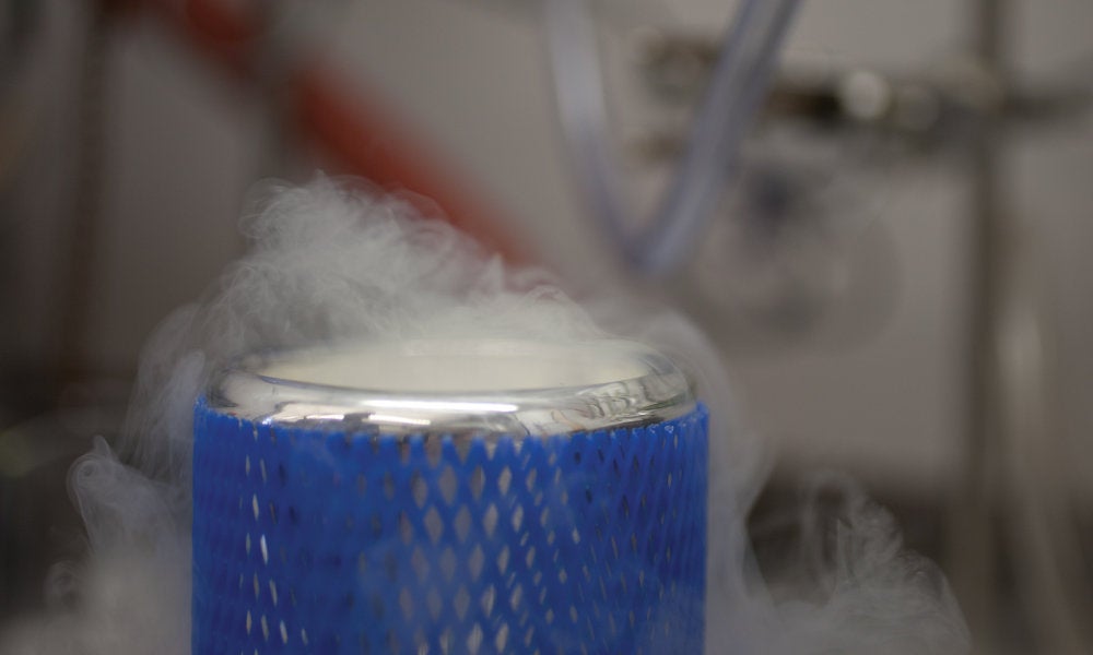 Vapor rising out of a container in a lab