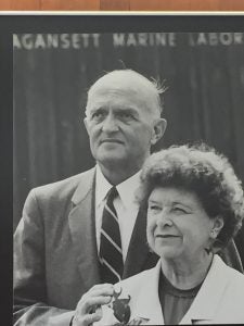 Photo of Charles and Marie Fish, attending the dedication of the Fish Oceanographic Laboratory. Photo from GSO archives.