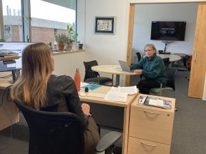 Kathy Beck working with GSP Dean Paula Bontempi