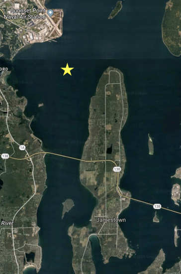 The Narragansett Bay sampling location is indicated by a star.