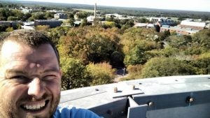 Seth on main campus roof
