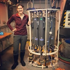 Victoria Fulfer with oceanographic equipment