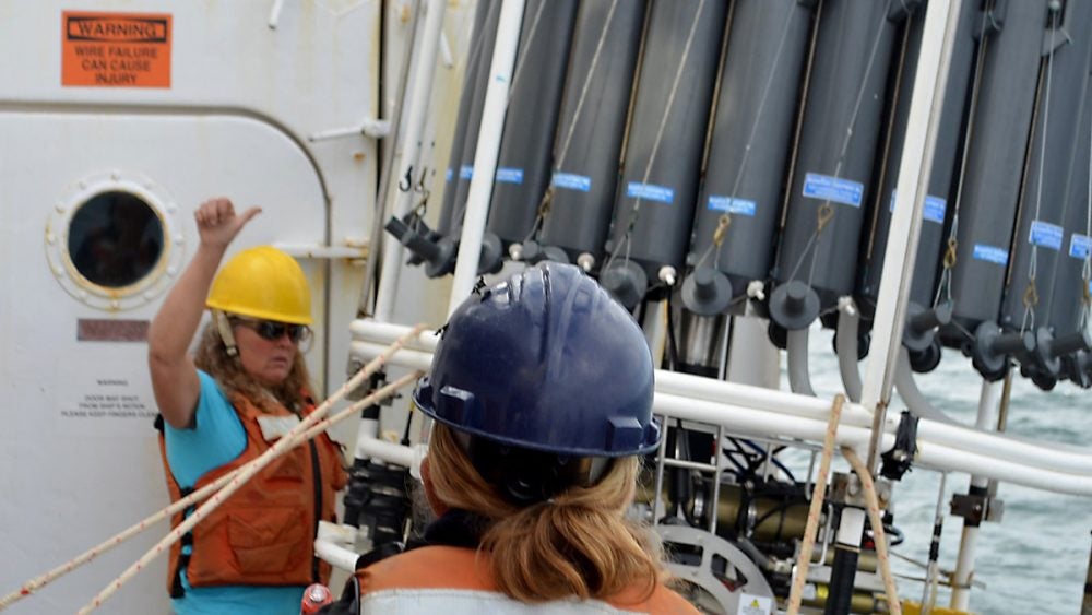 Two women prepare a CTD Cast