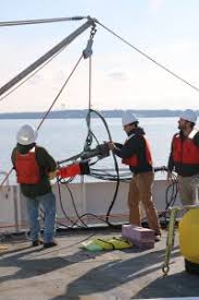 Chief Scientist Christopher Orphanides and colleagues prepare a sampler for deployment on the R/V Endeavor. Photo courtesy of the Inner Space Center.