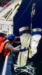 URI students deploy bongo nets at night during the RI Endeavor Program Cruise. Photo courtesy of URI Inner Space Center.