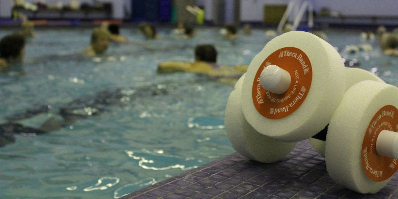 An aquatic fitness class for seniors at the Tootell Aquatic Center