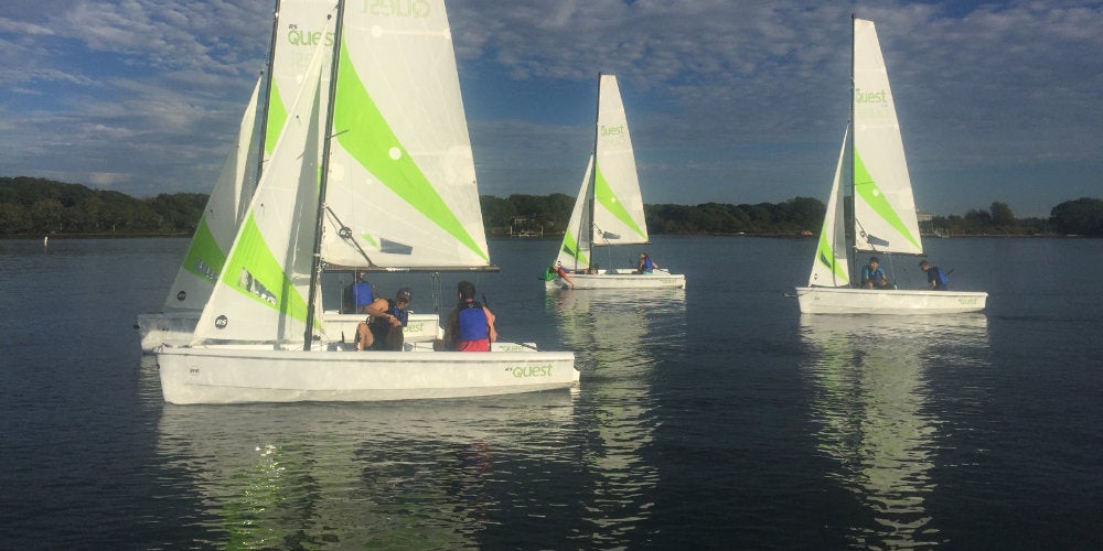 Students taking a sailing course for academic credit
